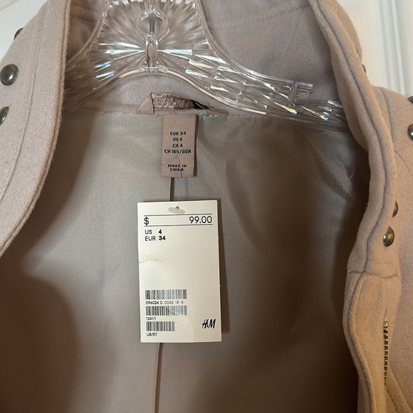 H&M Sleek Side Zip Closure Wool Coat w/ Studded Details - Picture 3 of 5